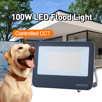 屋外 LED フラッドライト 3CCT 3000K 4000K 6500K 色温度調整可能 IP65 防水 グレー素材 高品質ランプ
